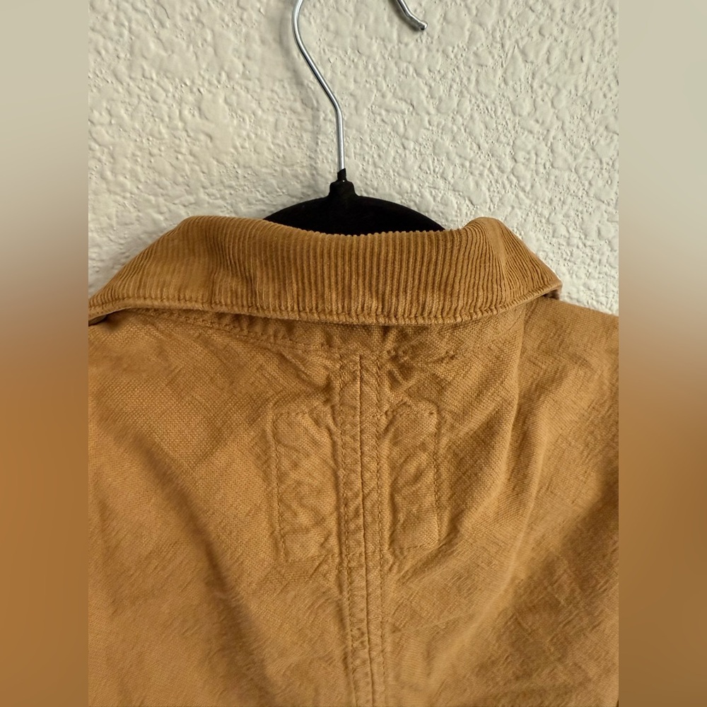 Zara small women’s denim Tan Shirt Jacket shacket with corduroy collar - Picture 5 of 5